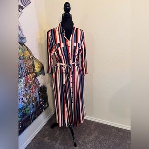TORRID Large Midi Striped Tee Shirt Dress
